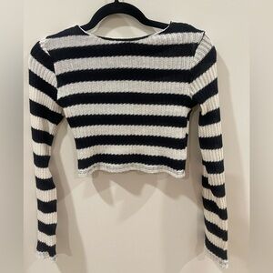 Zara Striped Knit Crop Top Sz Small